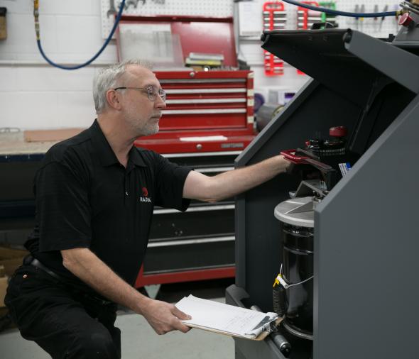 person operating machinery